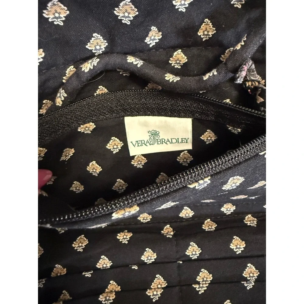 Vintage Vera Bradley Quilted Cotton Trifold Crossbody Wallet in Classic Black - Picture 5 of 7